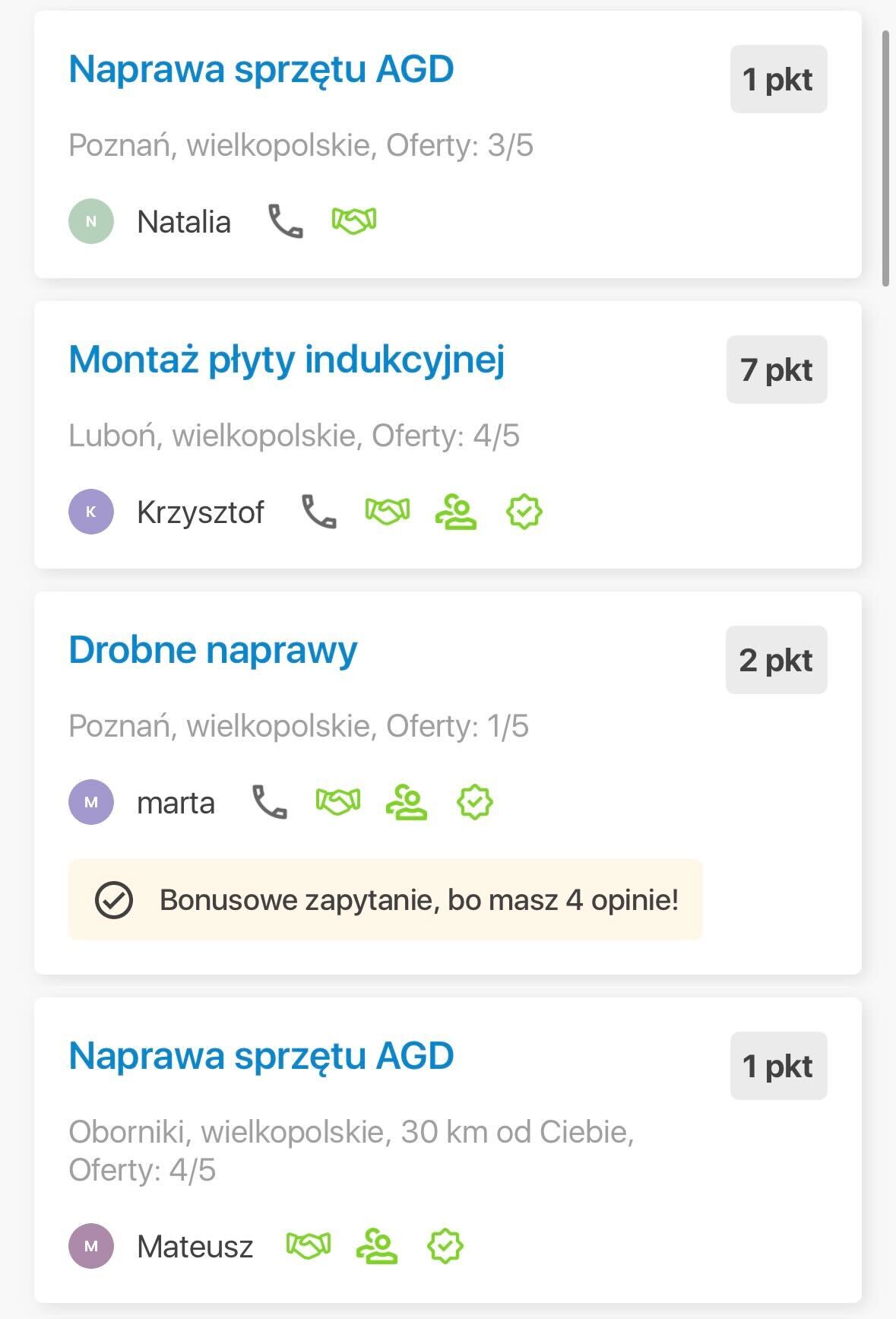 Ceny zapytań na Fixly